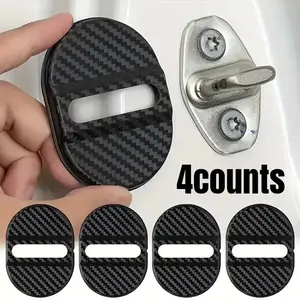 4 Counts Car Door Lock Protector Covers, Anti-Rust Plastic Pads, Shock Absorbing, Noise Reduction, Soundproofing Tape, Universal Door Hood Accessories