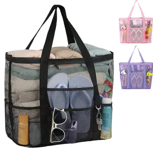 Foldable Large Capacity Beach Bag - w/ Waterproof Phone Pouch & Side Pockets, Lightweight Breathable Nylon (Beach Vacation Essential) Travel Lightweight Bag