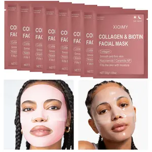 8 Sheets Day and Night Collagen and Biotin Hydrogel Face Masks, Alcohol-Free, Hypoallergenic, Deep Moisturizing Facial Mask for All Skin Types
