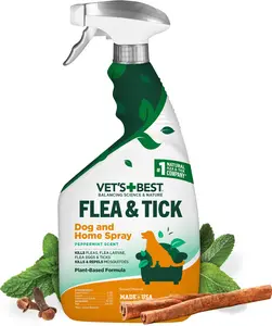 Vet's Best Flea & Tick Home Spray, Natural Flea, Tick, Bed Bug, Mosquito Killer for Home, Peppermint Oil Pest Control, Indoor Flea Treatment, Bug Repellent, 32 oz Friend