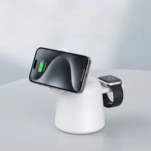 Foldable 2 in 1, Portable Fast Charger, Wireless Charger Stand 15W Fast Charging Dock for iPhone 17, 16, 15, 14, 13, 12 Series, for iWatch 11-1, SE Series, Multi Device Wireless Charging Station, Magnetic Wireless Charger