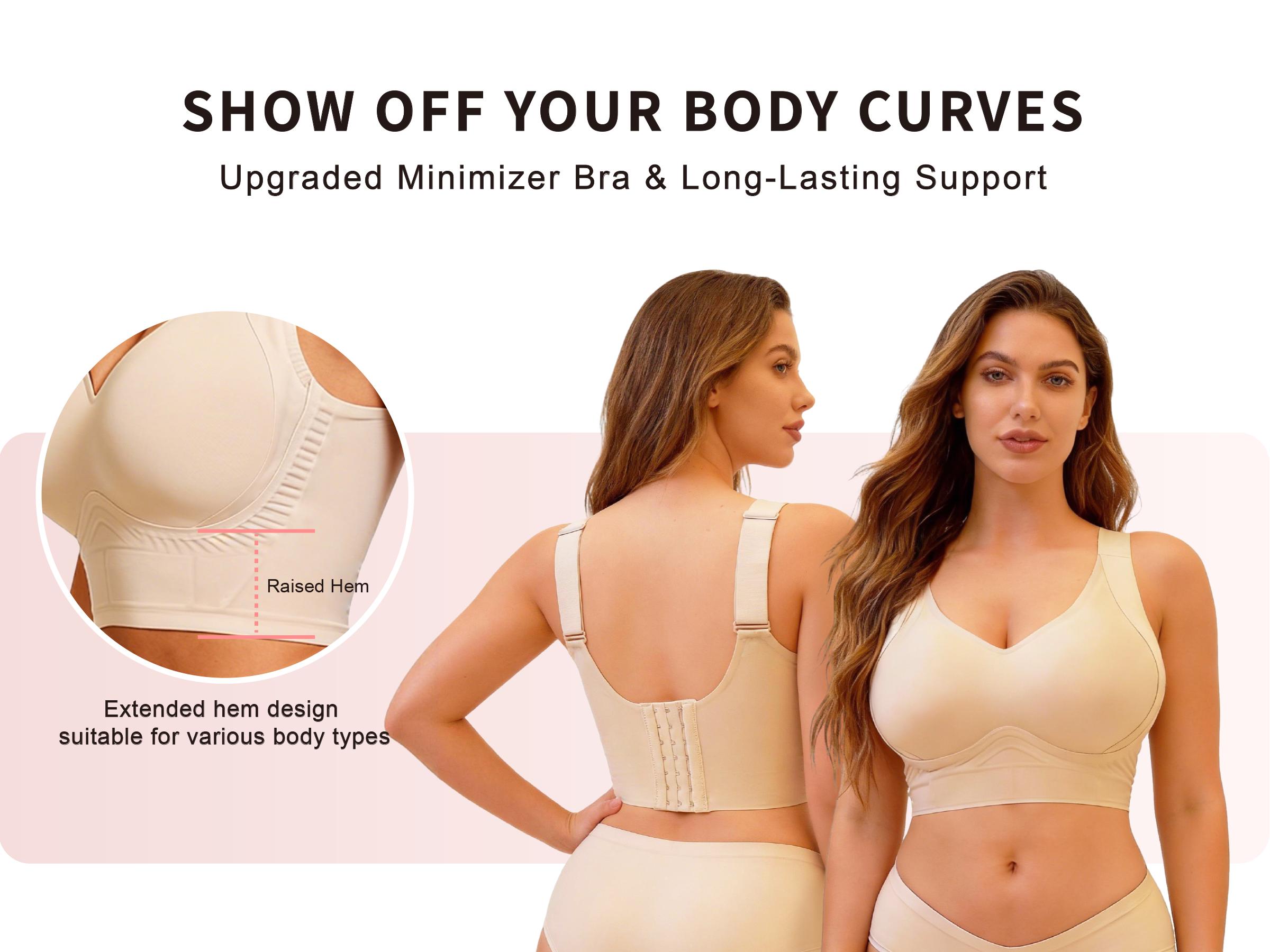 Soft Intention Plus Size Back Fat Smoothing Jelly Bra,  Everyday, Seamless, Push Up