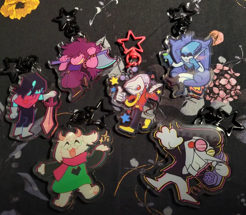 Deltarune Keychains, Deltarune Tenna Ralsei Queen Undertale Kris Spamton Acrylic Keychain Charms, Small, Meaningful, And Full Of Character, Unique Keychains That Add Charm To Every Bag And Key.