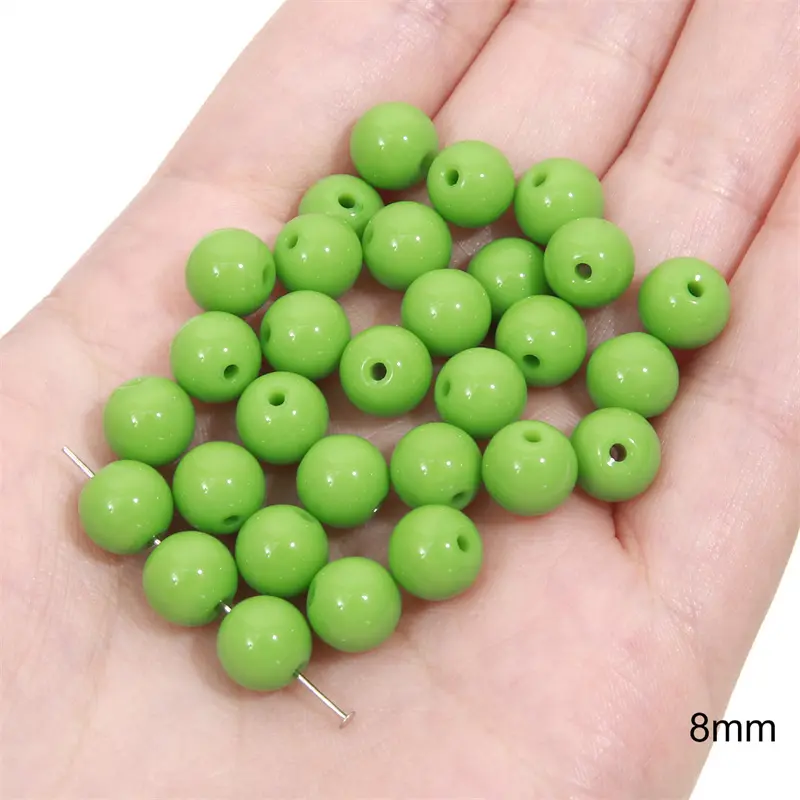 Solid color, round, 8mm yellow-green