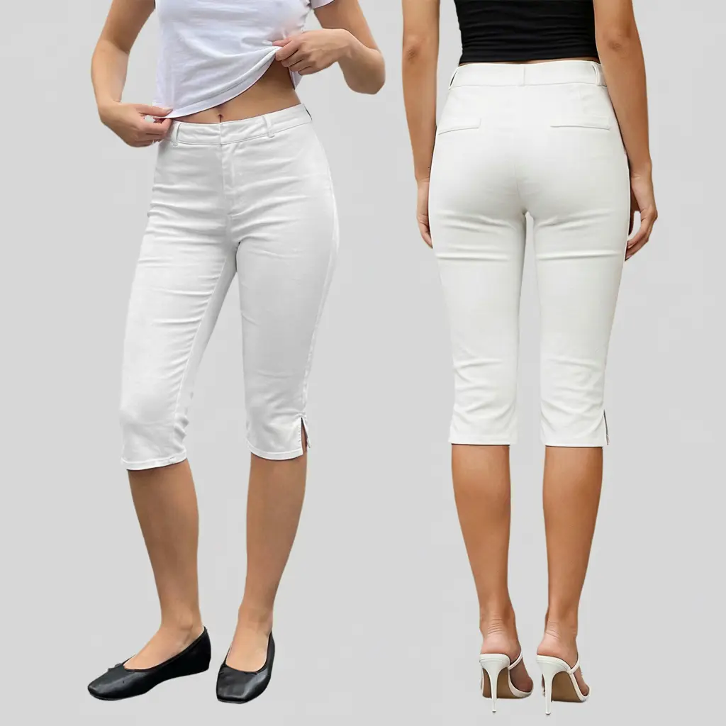 Women Casual Capri Pants, Low Waist Zebra Stripes/Solid Color 3/4 Leggings for Daily Wear Fitness Workout