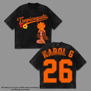 [Echo Culture] Viajando Por El Mundo Tropitour Premium Unisex Cotton Acid Washed T-Shirt - Tropicoqueta La Bichota Latin Queen Graphic Tee, Latin Pop Concert Tour Merch, Cute Festival Summer Shirt, Unisex Gift for Latin Fans, Reggaeton Fan