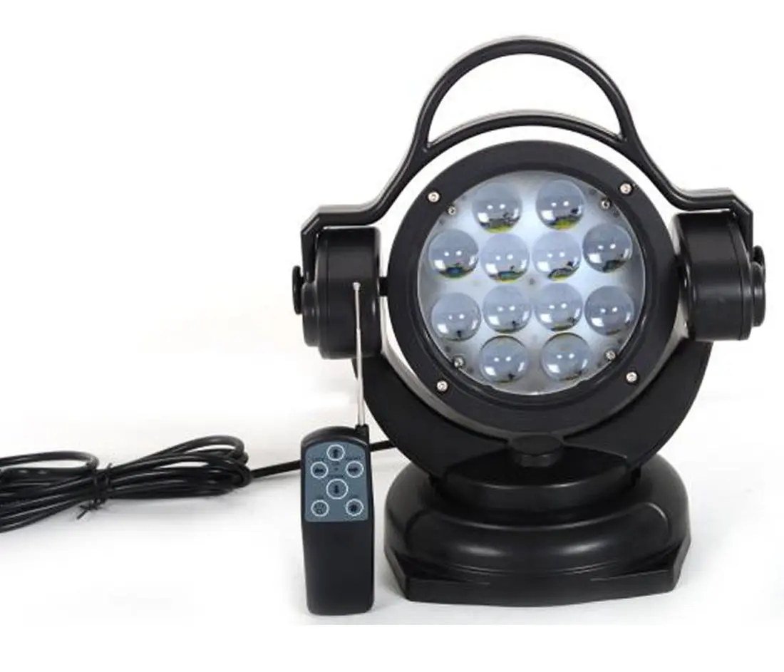 60w Remote Control Led Searchlight Marine Boat Portable 360 Degrees Rotating Remote Control 9-32V Work Light Spot Light Fog Lights Offroad Lights for SUV ATV 4wd Truck Boat Led Spotlight