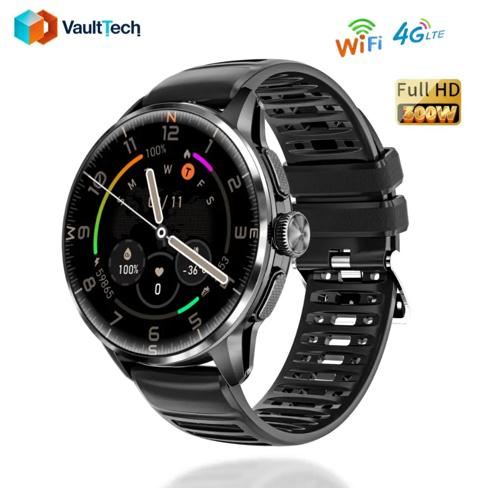H100 Smartwatch Fitness Tracker Watch 5G/4G With 2.4inch Amoled Screen 400W Rotating Camera WIFI GPS Position Compass NFC Bluetooth Smart Watch Men Women Fitness Smart Watches