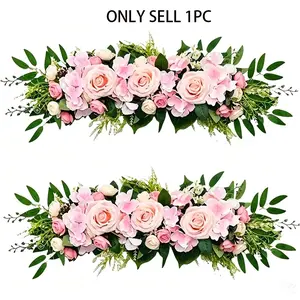 Forest Style Artificial Rose Hydrangea Arrangement, Wedding Arch Background Wall Decor, Table Centerpiece Ornament, Realistic Fake Flowers