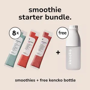 KENCKO Smoothie Starter Bundle - 8 Organic Smoothie Packs & Free Kencko Bottle - Ready in 60 Seconds - No Added Sugar - Quick Healthy Habits