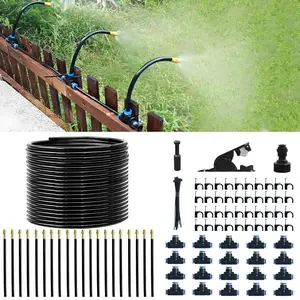 65.6Ft 360? Adjustable Drip Irrigation System Kit, Automatic Garden Watering System with 20 Copper Nozzles, Atomizing Misting Watering System with 360? Bending Dropper for  Lawn Patio