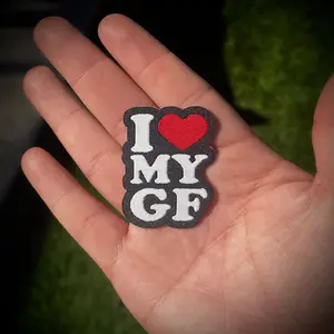 I LOVE MY GF peel & stick woven patch