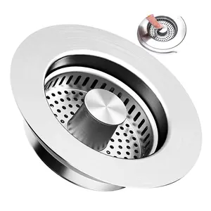 IMOLI 3-in-1 Kitchen Sink Drain Filter, clog-proof & odor-proof. Made of high-quality stainless steel, it effectively filters food residue, drains quickly and blocks odors. Designed with smooth basket strainer holes, it’s an essential kitchen accessory.