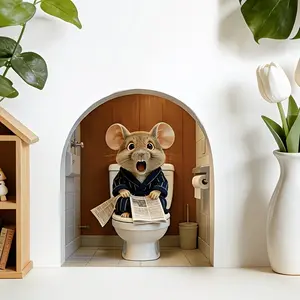 Cute Mouse Decorative Wall Sticker, Animal PVC Art Decal, Waterproof Peel-Off Wallpaper, Home Decor for Living Room, Bedroom, Bathroom, Entryway
