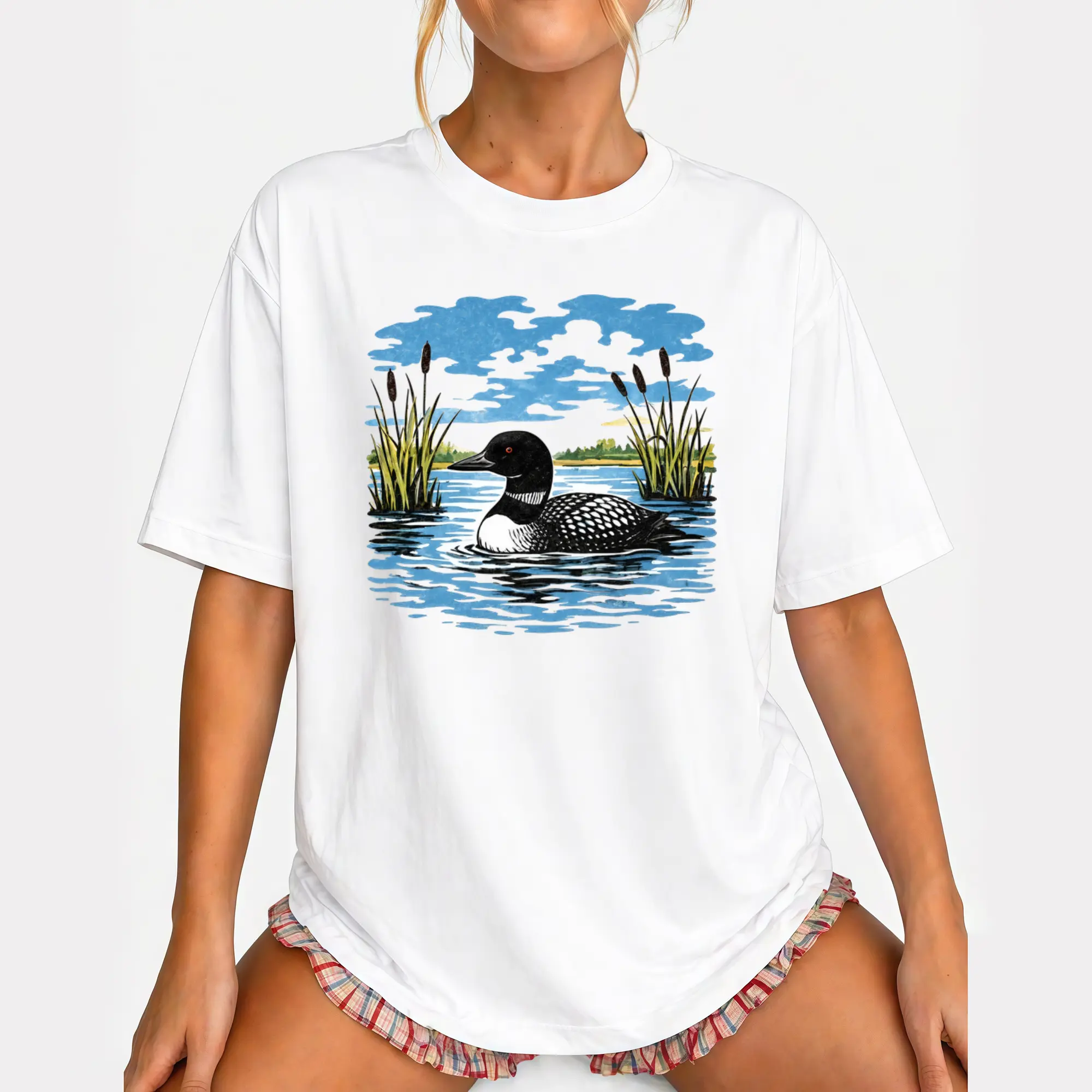 Bird Women Short Sleeve Summer Vacation, Retro Cottagecore Cabin Life Graphic Shirts Bird Watcher Gift
