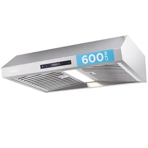Ivation 30” Under Cabinet Range Hood - 600 CFM - 3-Way Venting - Built-In LED Light & Clock - Auto-Off Fan Timer - Dishwasher Safe Stainless Steel Baffle Filters
