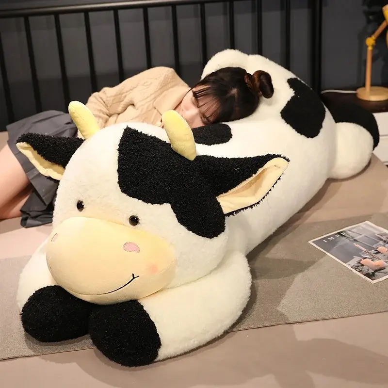 1-piece 90cm Cute Cow Plush Toy Cartoon Stuffed Animal Cow Doll Pillow Suitable for Birthday Gifts