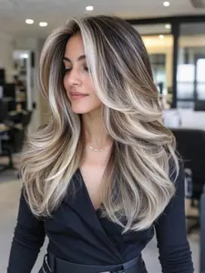 Highlights Wig, Gradient 22 Inch Long Curly Hair, with Bangs, Heat Resistant Rose Net Comfortable for Women Daily Wear Party Use, Machine Made Wigs, Synthetic Wig