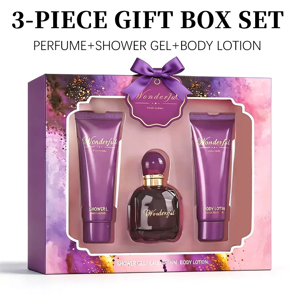 3-Piece Set, Women's Eau De Parfuma Spray&Body Lotion&Shower Gel Gift Box, Long Lasting Fragrance, 4 Different Scents, Perfect For Holiday Gifts, Dating, Daily Life, Parties,1.7 FL OZ Perfume,2.8 FL OZ Body Lotion,2.8 FL OZ Shower Gel