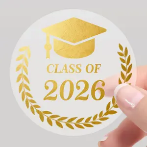Graduation Stickers,Class of 2026,Graduation Sticker for Envelope Seals,Gold Seals for Certificates,Gold Foil Sticker,Graduate Party Favor 1.6in,Congratulations Graduates,Self Adhesive Stickers