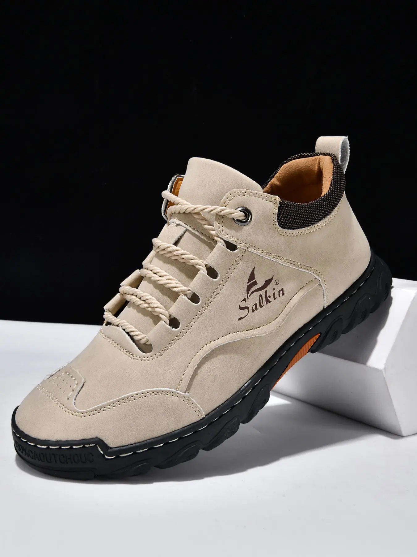 Men's Handmade Casual Shoes, Fashion Low-Top Athletic Sneakers, Large-Size Vintage Lace-Up Men's Shoes, Comfortable Wear-Resistant Anti-Slip Rubber Walking Shoes, Casual Walking Trainers