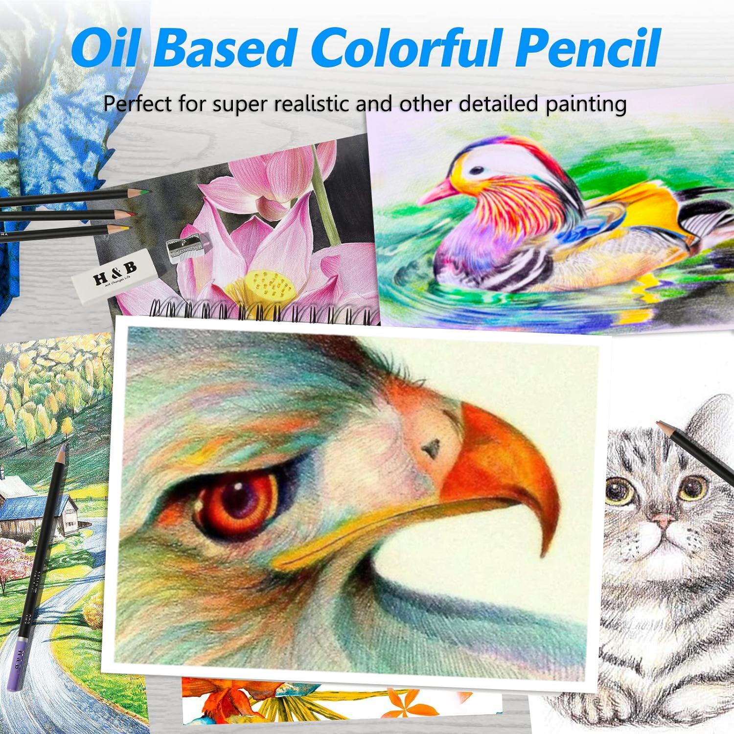 180 Colored Pencils Set, Oil-Based Soft Core Art Supplies with Zipper Case, Coloring Pencils, Art Supplies Sketching Kits, Professional Artist Drawing Pencils for Artists, Adult