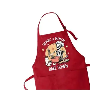 Having a Mental Bake Down Apron, Skeleton Chef Apron, Gift for Baker, Funny Cooking Apron, Halloween Baking Apron, Halloween Chef Aprons