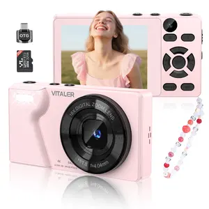 Dual-camera 4K fully automatic digital camera with built-in beauty filter, 64MP retro CCD card camera, 2000 mAh, free 32GB TF card, OTG