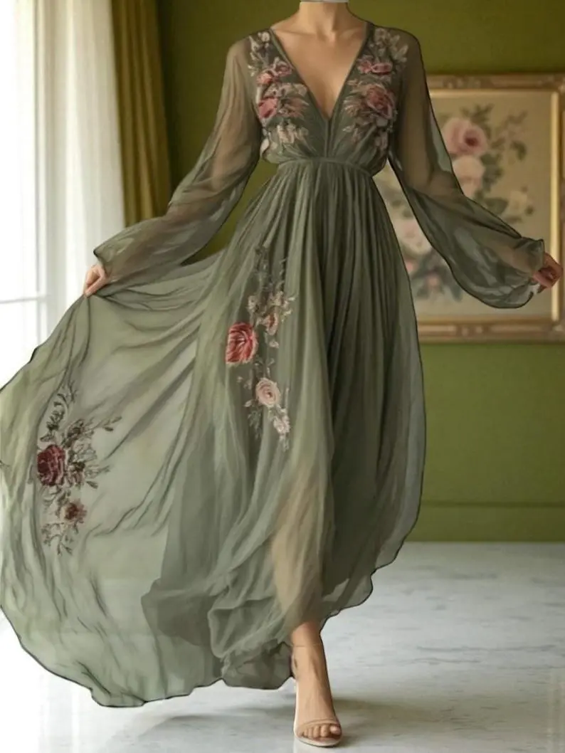 Boho Floral Maxi Dress for Women,V-Neck Long Sleeve High Waist Chiffon Gown,Summer Formal Prom Wear,Wedding Guest Outfit,Party Fairy dresses - TikTok Shop Boho Floral Maxi Dress for Women,V-Neck Long Sleeve High Waist Chiffon Gown,Summer Formal Prom Wear,Wedding Guest Outfit,Party Fairy dresses - TikTok Shop