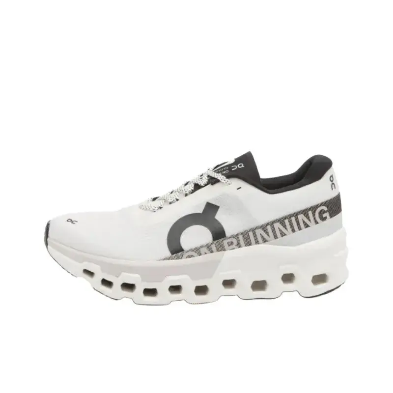 Maximalist Cushioned Running Shoes, White Breathable Mesh Upper with Rocker Propulsion Design