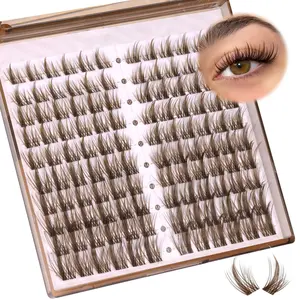 Brown Lash Clusters Wispy Eyelash Extensions Dark Brown Lash Extensions 10-16MM DIY at Home CC Curl Eyelash