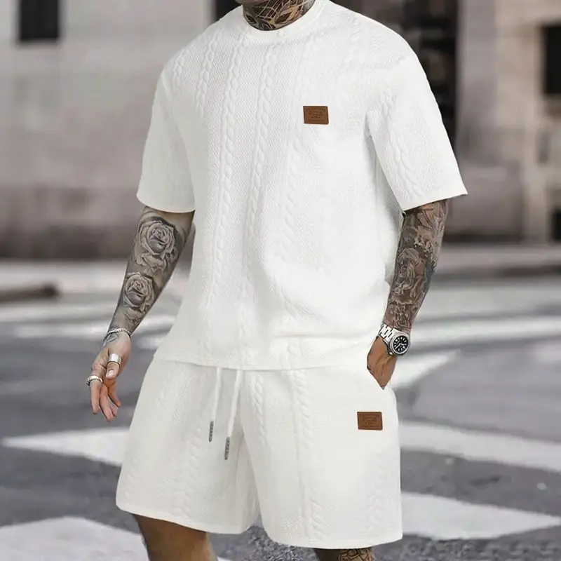 Men's set,  men 2 piece sets soft and comfortable casual sweatsuit with two pieces, solid color minimalist design, suitable for everyday wear, men's shorts Round Neck Plain Clothes Shortsleeve Menswear summervibes Soft Lounge Sets Crewneck