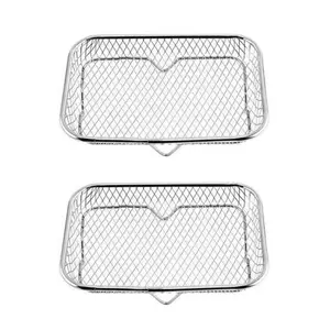 2-Pack Stainless Steel Air Fryer Racks | Double Layer Stackable Dehydrator, Fryer Accessories & Filter Stand for Crispy, Healthy Cooking