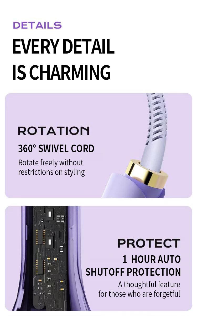 V-Shaped Clip - 30-second fast heat-up, ergonomic lightweight curling iron Multifunctional Styler hair straightener