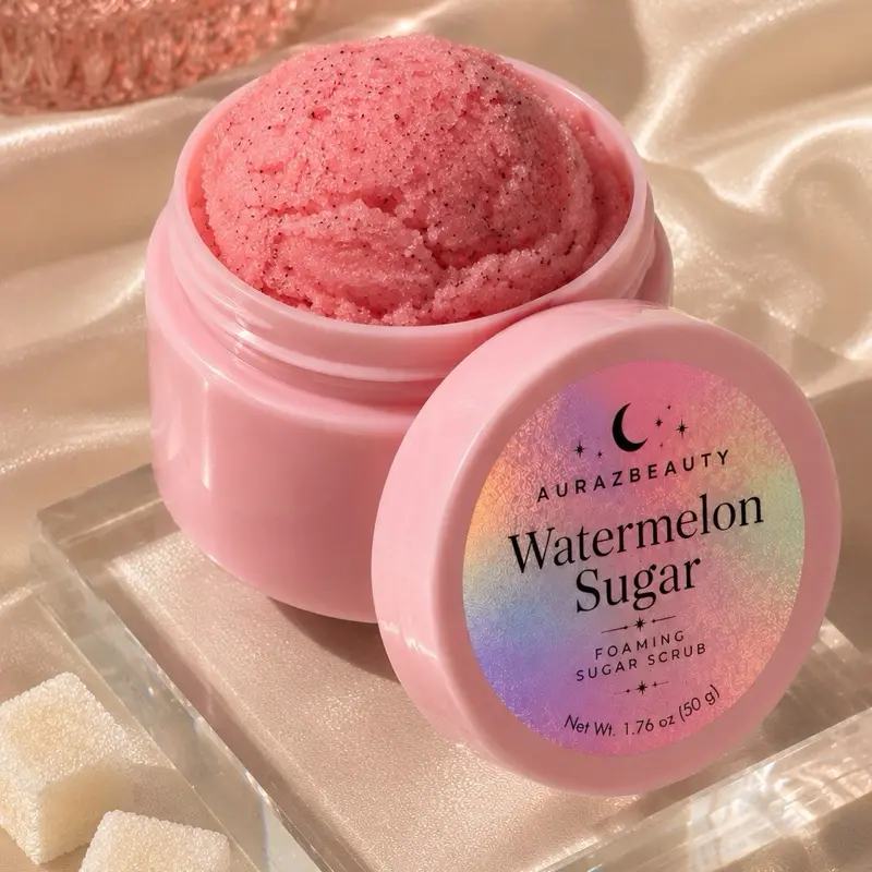 Watermelon Sugar Scented Foaming Sugar Scrub - Gentle Body Care Exfoliator for Daily Cleansing and Hydration