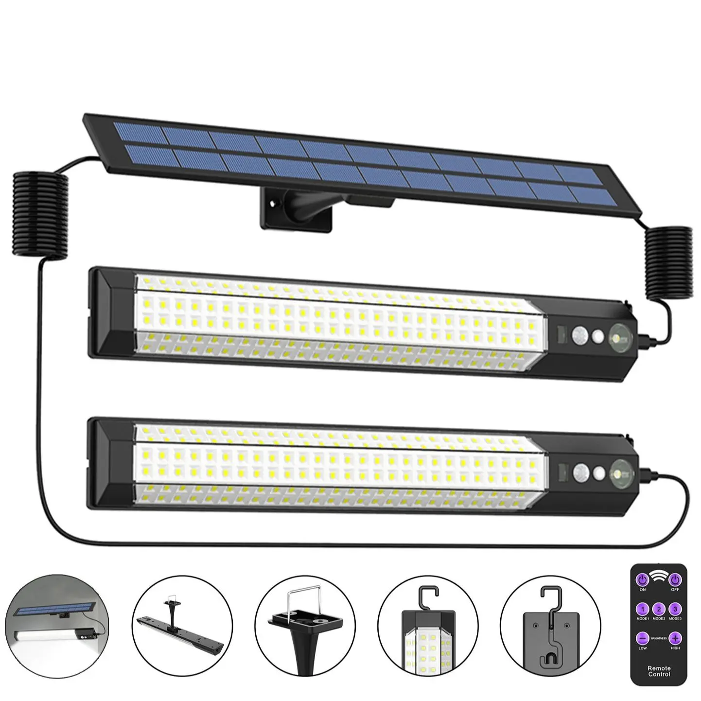 Solar Powered Wall Light, Smart Solar Sensor Wall Light, IP65 Waterproof with Smart Motion Sensor, LED Light Bar, Solar Powered Lighting, Outdoor Security Lights