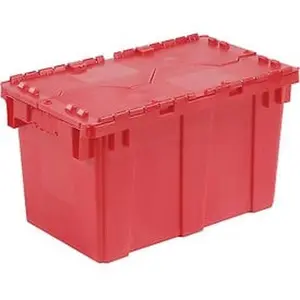 Monoflo International DC2213-12RED Rectangle Plastic Storage Totes, 22.375x13x13 in. Organizer Boxes with Shipping Hinged Lids, Home Supplies Containers