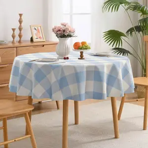Elegant Plaid Print Tablecloth, Holiday Party Decor, Outdoor Picnic Camping Round Table Cover, Vintage Farmhouse Kitchen Accessory Gift