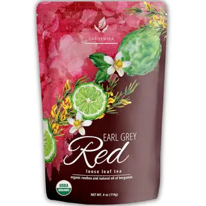Gardenika Organic Red Rooibos Loose Leaf Tea with Bergamot Oil – Herbal Caffeine-Free – Kosher, No Natural or Artificial Flavors - 4 oz Beverage