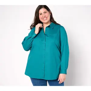 Denim & Co. Adaptive Signature Poplin Button Down Tunic