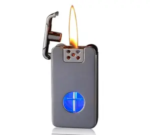 (Gas no included)Portable, Reusable, Adjustable Windproof Lighter with Soft Flame and Visible Tank for Candle Gift