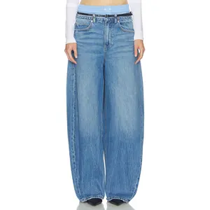 Alexander Wang Prestyle Blow Up Jeans With Leather Belt And Boxer in Vintage Marbled Blue
