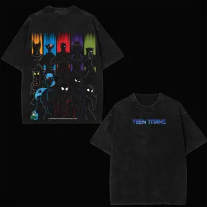 [COLLECTION] Teen Titans Dark Mode – Shadow Edition Acid Washed Graphic Shirt Vibe Urban Energy Hero Printed Design Oversized unisex T-shirt with vibrant Teen Titans print