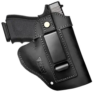 Leather Gun Holster for Concealed Carry(IWB/OWB), Universal Gun Holster for Men Women Fits Glock 17/19/23/26/42/43X Taurus G2/G2C/G3C Sig P365 P320 Springfield Hellcat M&P 9mm Shield Most Size Pistol