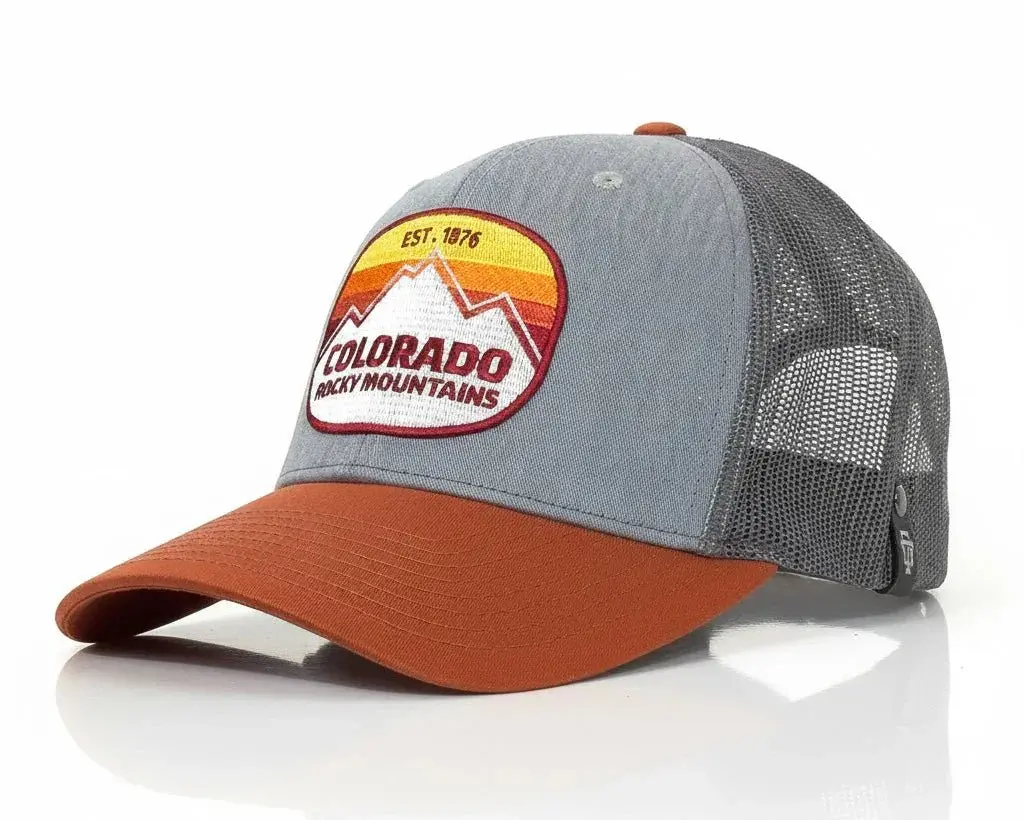 COLORADO ROCKY MTS 6-Panel Curved Snapback, Richardson 112 Charcoal