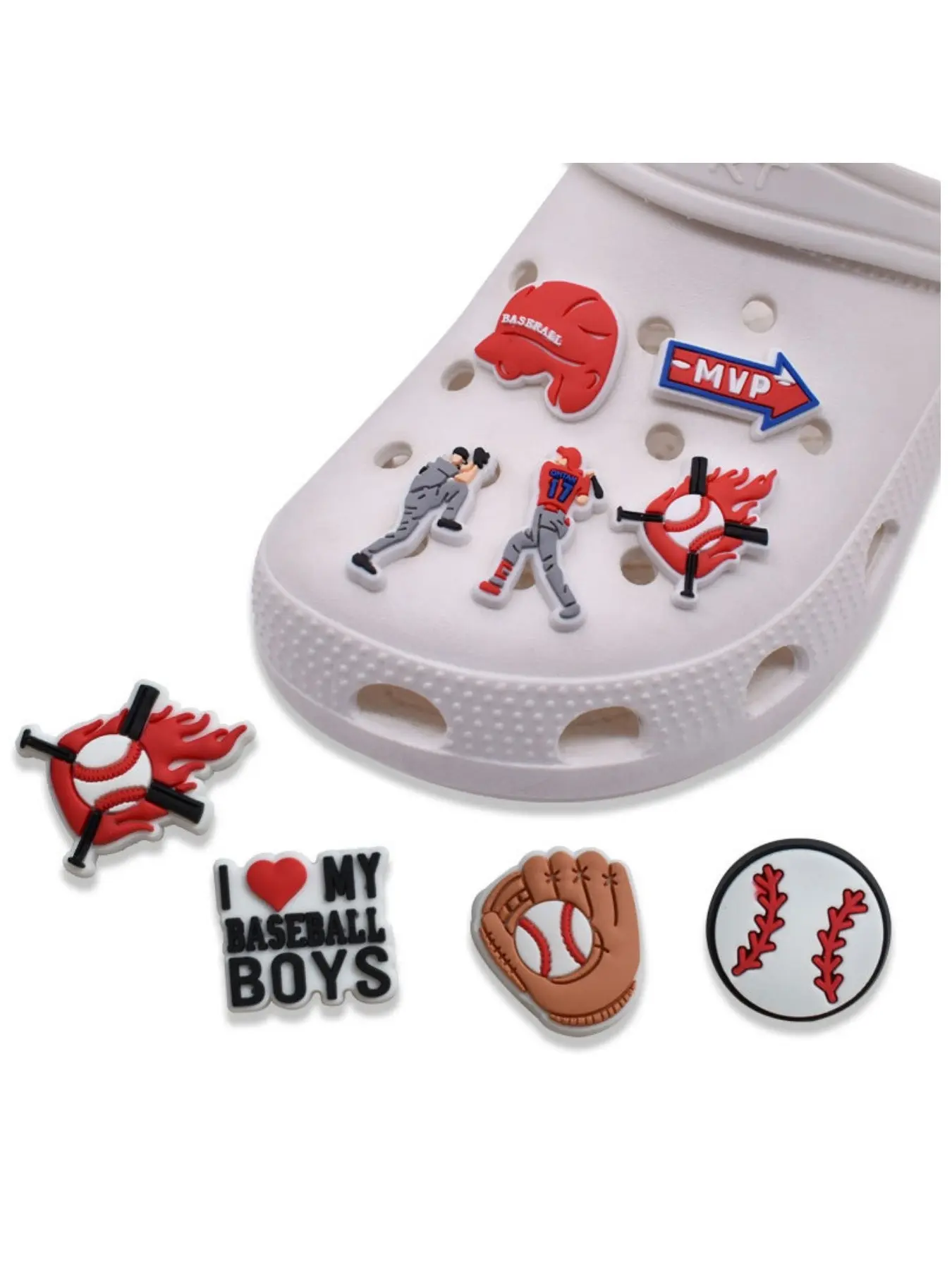 26-Piece Baseball Theme Shoe Decoration Set, Shoe Charms, Shoe Embellishment Set, Abs Material DIY Sports Accessories, Fits Sandals & Shoes, Perfect for Parties & Festivals, Footwear