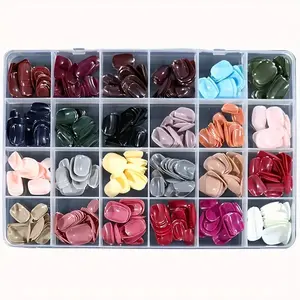 Solid Color Short Square Fake Nail, Removable False Nails, 576pcs/set Press on Nails for Women & Girls DIY Nail Art, Elegant Stick on Nails Kit