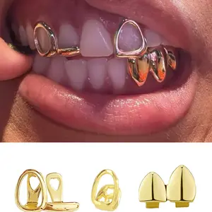 Hiphop Teeth Grillz Set, Three-Piece Hollow-Out Design, Smooth Finish, Perfect for Stylish & Unique Accessories, Teeth Kit