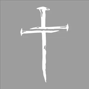 Christian Cross of Nails Vinyl Sticker - Waterproof Removable Car Sticker - Easy Application for Car, Laptop, Water Bottle - Indoor-Outdoor Use