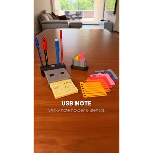 USB Note™ Magnetic Sticky Note Holder & Secret Desk Organizer